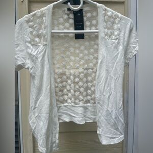 NWT Hype Ivory Lace Short Sleeve Cardigan Sz M